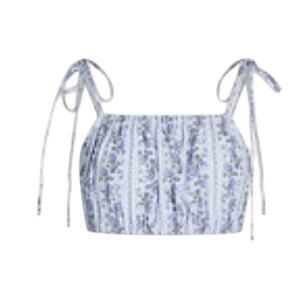LOVESHACKFANCY Simpson cropped floral-print crepe top M